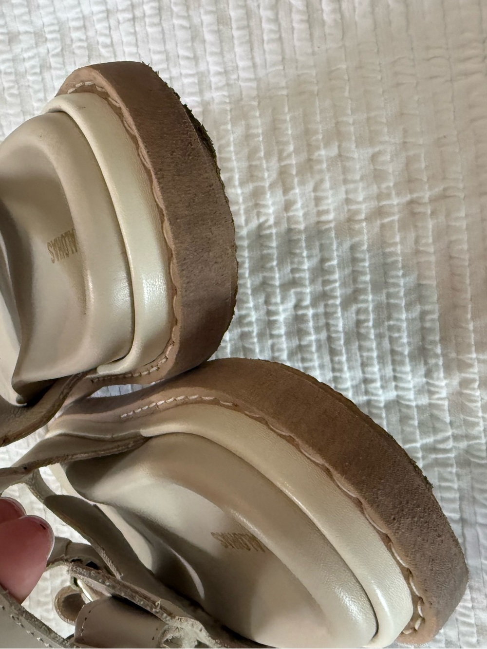 ALOHAS Cream Leather Double-Buckle Sandals - Picture 7 of 11